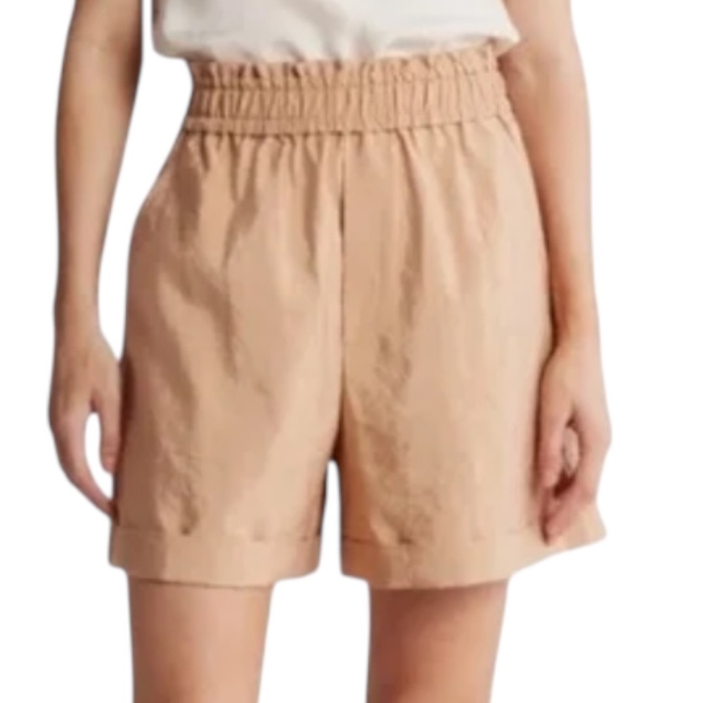 A.L.C. Kaleb High Waist Paperbag Shorts XL Shimmer Nude Peach Designer Chic